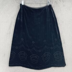 Vtg The Limited Silk Velvet Burnout Skirt 8 Black Midi Y2K Whimsigoth Witchy